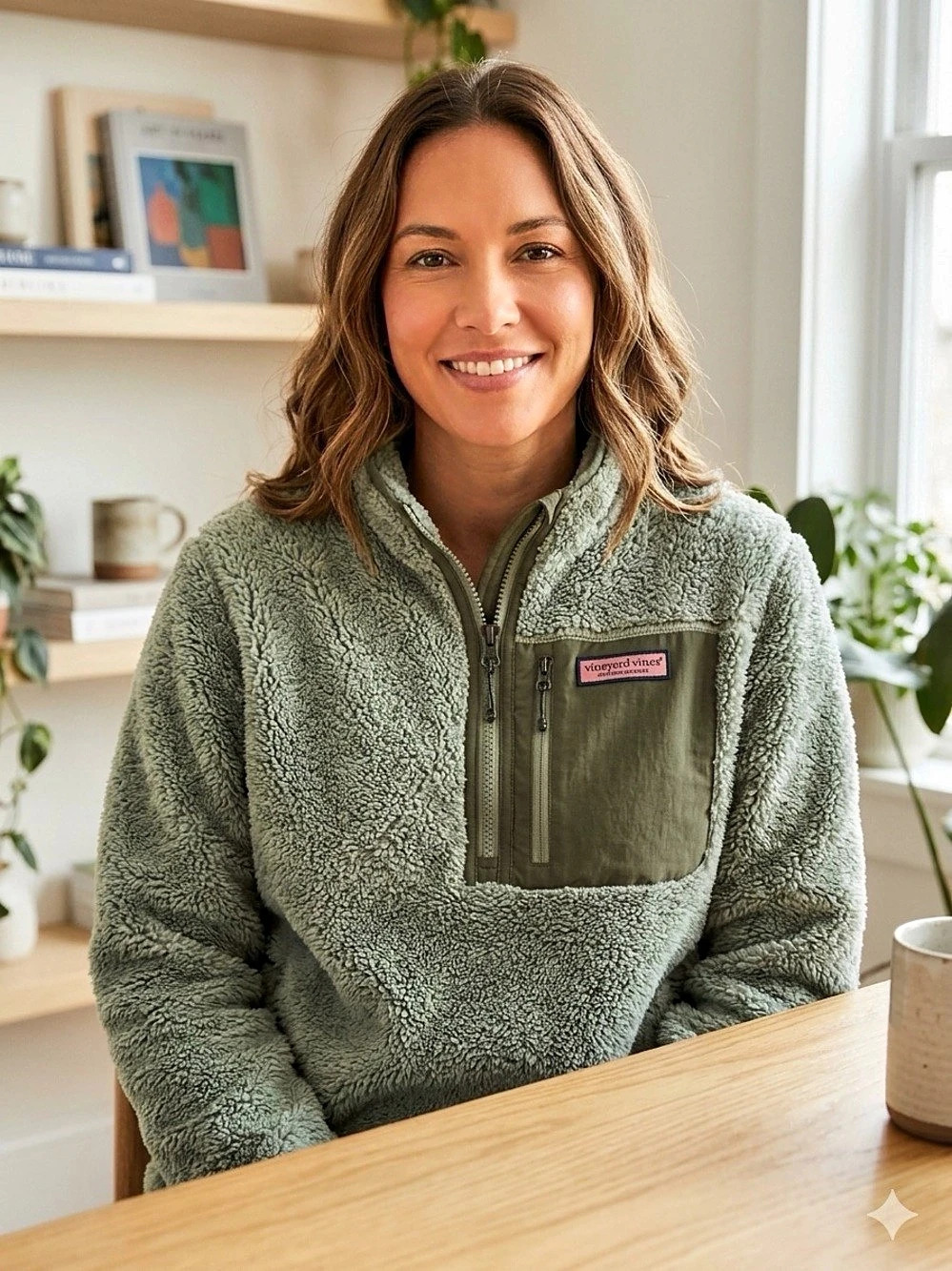 Patagonia Fleece Quarter-Zip Pullover in Green Like New